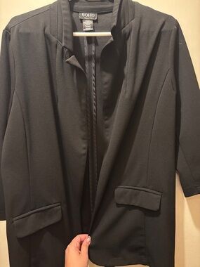 Soho Black Open-Front Long Blazer Jacket